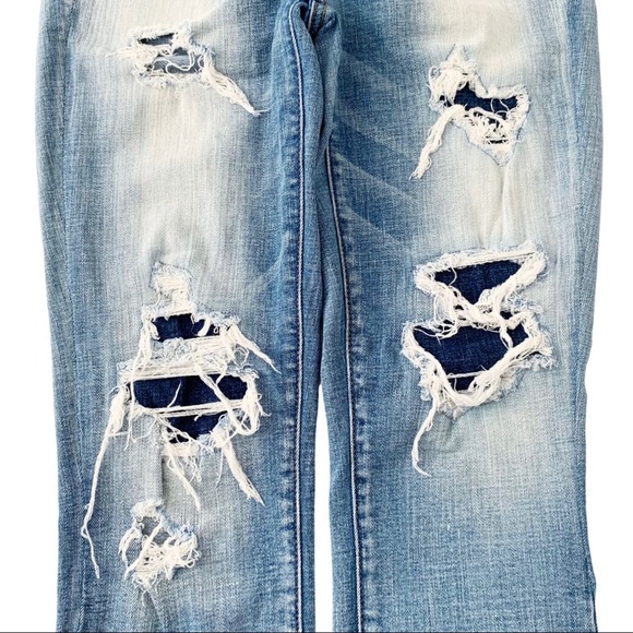 AE Hi-Rise Destroyed Patch Crop Jegging Light Wash - Picture 5 of 13